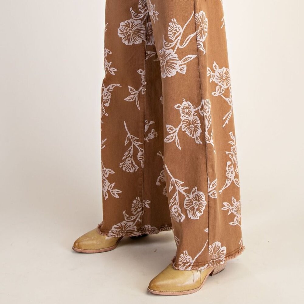 E9 Easel Floral Print Camel Denim - Picture 4 of 4